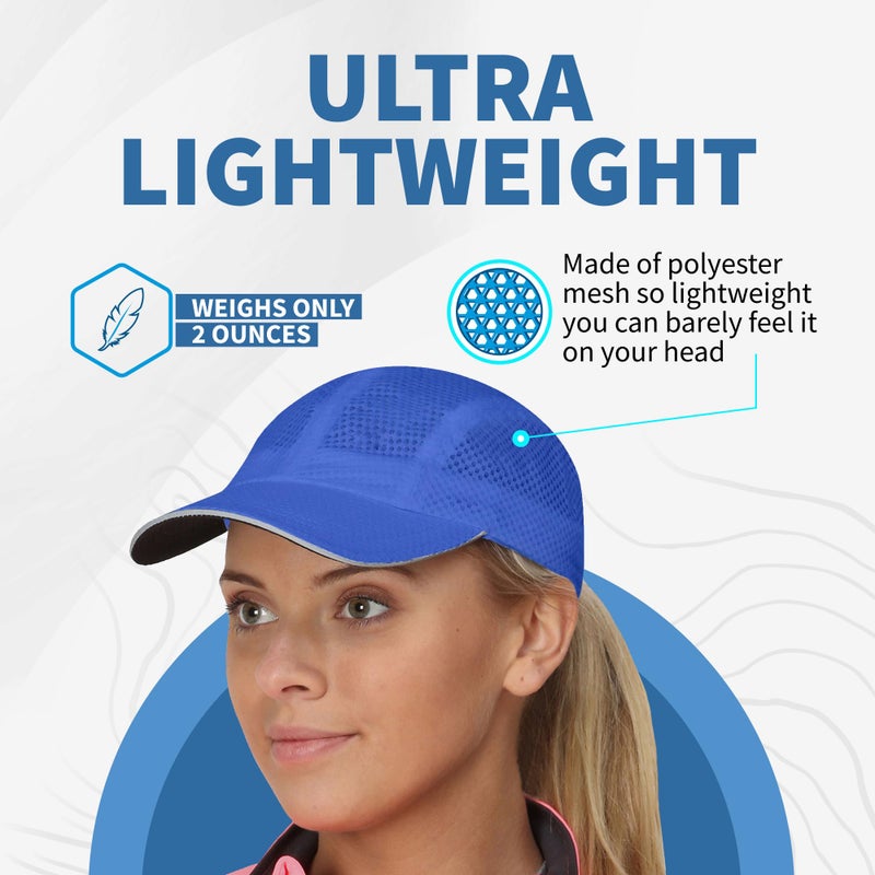 TrailHeads Women's Race Day Performance Running Cap, Lightweight & Quick Drying Mesh Sports Hat with Reflective Trim, Adjustable Fit - White-Cool Blue 2-pk - Image 3